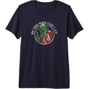 Star Wars Yoda On the Nice List I Am Christmas T-Shirt Black Large NWT Santa